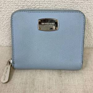 ◎【マイケルコース】MICHAEL KORS EST. 1981 MK 財布 二つ折り 二折 ウォレット 水色 ブルー 系 札 小銭 カード 入れ