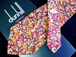 ♪今週の特売980円～♪2122♪状態並品【dunhill】ダンヒル【魚 フィッシュ 葉っぱ 植物 dロゴ 柄】ネクタイ♪