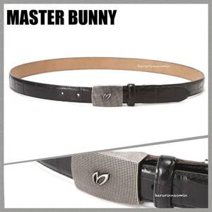 新品★正規★MASTER BUNNY★Mマーク★高級感★クロコ型押し★ベルト★レザー/牛革★メンズ★黒/ブラック★マスターバニー/パーリーゲイツ★