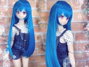 ●ドールウィッグ*ロングヘアー*ブルーオーシャン*9～9.5インチ（MDD DD SD SmartDollなど）●doll wig*dollwig●