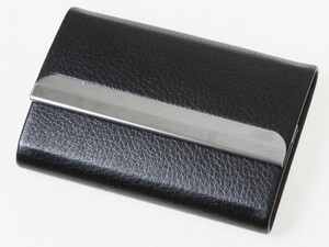 男女兼用 レイシーPUレザー 金属飾り 名刺入れ カードケース 収納整理 ビジネス シンプル#ブラック