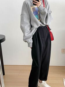 新品 / レトロ ハイウエスト ロングパンツ/ 【BLACK】ブラック/ XL