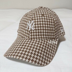 NEW ERA ニューエラ レディース 9FORTY キャップ 帽子 NY ヤンキース 千鳥格子 ブラウン 茶色 ベージュ 白