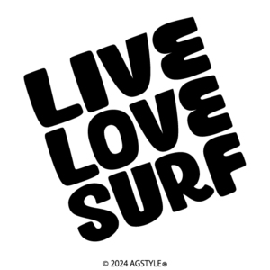 送料無料 LIVE LOVE SURF オリジナルカッティングステッカー サインシール ワンポイント ストリート 海が好き サーフ サーフィン 海遊び