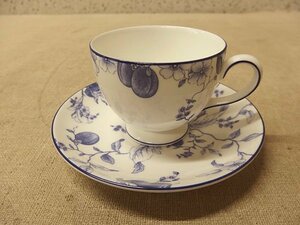 0540311w【WEDGWOOD BLUE PLUM ウェッジウッド カップ＆ソーサー】ブループラム/英国製 洋食器 茶器/コーヒーカップ/中古品