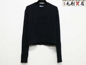 プラダ PRADA コットン クルーネック セーター P24A2S 1ZHP ネイビー サイズ40 リブ編み 【中古】 ニット トップス