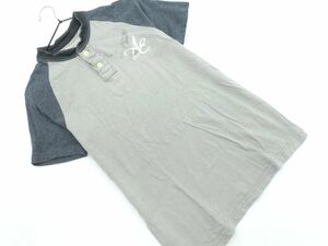 ネコポスOK AMERICAN EAGLE アメリカンイーグル ヘンリーネック Tシャツ sizeXS/グレー ■◆ ☆ efb9 メンズ