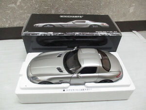 2170) 開封のみ ミニチャンプス 1/18 メルセデス ベンツ SLS AMG 2010 MERCEDES-BENZ SLS AMG シルバー 100 039026