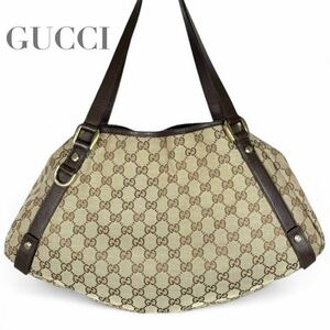 1円〜 美品 GUCCI グッチ アビーライン GGキャンバス レザー トートバッグ ハンドバッグ ショルダーバッグ 130736 493492 GG柄 肩掛け