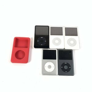 Apple A1238/A1136 iPod classic アイポッドクラシック 30GB 60GB 80GB 120GB 全5台セット [通電画像あり] カバー(赤)x1付き◆動作未確認品