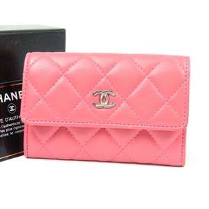 95804★1円スタート★CHANEL シャネル 外美品 ココマーク マトラッセ パスケース カードケース ラムスキン ピンク