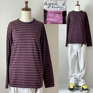 ★並品★【名作 定価15,400円程 日本製】 agnes b.homme 01002321 (J008前身モデル) アニエスベー オム 細ボーダー ロンT Tシャツ 1 長袖