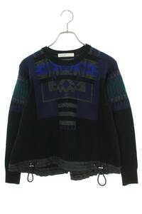 サカイラック sacai luck 14AWLU772 サイズ:1 ネイティブ柄クルーネックニット 中古 BS99