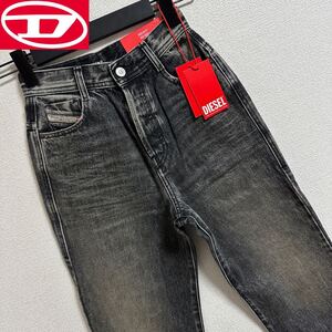 新品 未使用 タグ付き W23 ★定価46,200円 DIESEL ディーゼル レディース ハイウエスト ストレート ブラック デニム レギュラーフィット 01