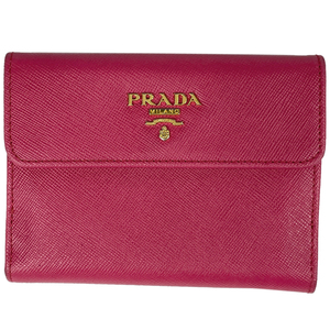 【在庫一掃】 プラダ PRADA ロゴ 二つ折り財布 サフィアーノレザー ピンク 1M0523 レディース 【中古】