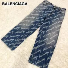 超美品✨ BALENCIAGA クロップドデニムパンツ ロゴ総柄 26 男女OK