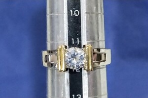 100円～ pt900 K18 0.62ct コンビ 天然ダイヤモンド ソリティアリング 11.5号