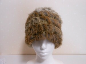 ●　帽子　●　ラビットファー　■ 暖か帽子　かわいいポンポン　ブラウン　(10113)