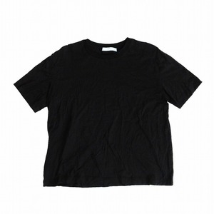 23年製 PRADA プラダ 無地 コットン ストレッチ Tシャツ 半袖 ブラック サイズXL DNA976 S221 レディース