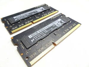 美品 Micron ノートPC用 メモリー DDR3L-2400 PC3L-19200 1枚4GB×2枚組 合計8GB 両面チップ 動作検証済 1週間保証 MT8KTF51264HZ-1G9E2