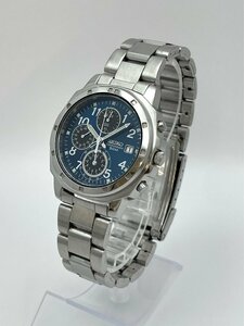 1円～/SEIKO/セイコー/クロノグラフ/7T92-0CA0/デイト/青文字盤/シルバーカラー/ラウンド/50M/クォーツ/メンズ腕時計/ジャンク/T122