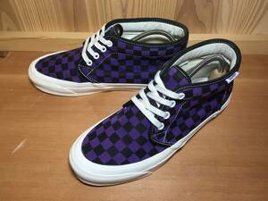 ★VANS バンズ US企画 CHUKKA チャッカ キャンバス 黒×紫 チェッカー 25.5cm 美品 Used 検 ERA SK8 オールドスクール ハーフキャブ