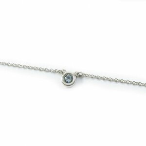 美品◎TIFFANY&Co. ティファニー カラー バイザヤード ネックレス AG925 アクアマリン シルバー ライトブルー 箱付き 重量1.7g レディース