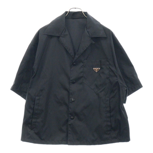 PRADA プラダ 21SS RE-NYLON Triangular plate nylon short sleeve shirt 三角プレートナイロン半袖シャツ ブラック SC449 S182 1WQ8