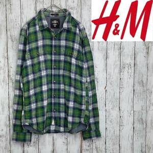 H&M★エイチアンドエム★メンズ コットン チェック シャツ★サイズM　85-61