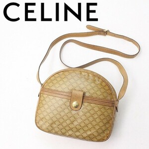 ヴィンテージ●CELINE セリーヌ マカダム PVC×レザー 斜め掛け ショルダー バッグ ポシェット