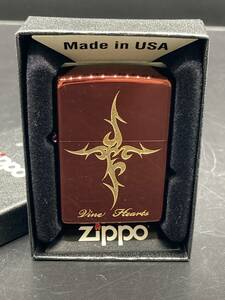 【3593】Zippo ジッポー Vine Hearts Vハート レッドコーティング 火花OK