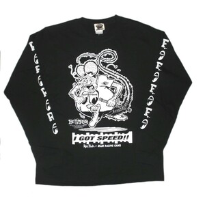 ★ラット フィンク 長袖 Tシャツ Rat Fink x MOON Equipped ロング スリーブ T - M 黒 ラムーンアイズ 正規品 MOONEYES