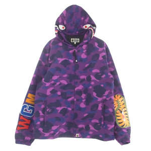 A BATHING APE アベイシングエイプ 001LJG301007X COLOR CAMO SHARK HOODIE JACKET カラーカモフラ シャークパーカー ジャケット【中古】