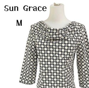 Sun Grace レディース　七分丈　シャツブラウス 総柄　M