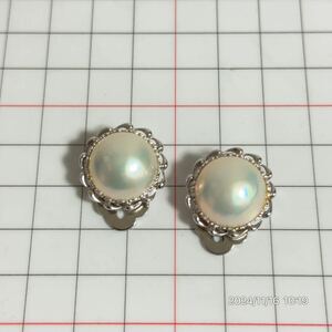 美品　照り綺麗　SV925 シルバー925 pearl マベパール　真珠　イヤリング　アクセサリー