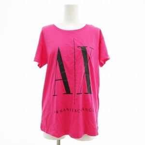 未使用品 アルマーニエクスチェンジ A/X ARMANI EXCHANGE タグ付き Tシャツ カットソー ロゴプリント ワンポイント XS ピンク