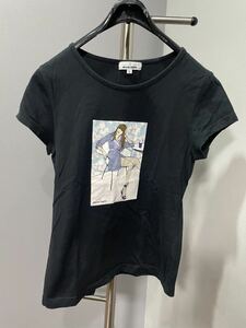 マリクレールmarie claire 半袖Tシャツカットソー38黒プリント