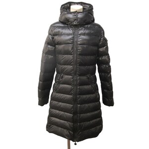 モンクレール MONCLER アンファン ENFANT ダウンコート ジャケット フード付 ロゴ ワッペン ロング 黒 ブラック 14A 164cm 約M-L