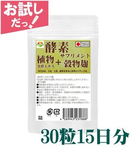 こうじ酵素 麹 酵素サプリ 酵素麹粒30粒　新酵素サプリメント　熟成137種植物発酵エキス+厳選9種穀物麹　ダブル酵素パワー　お試し用パック