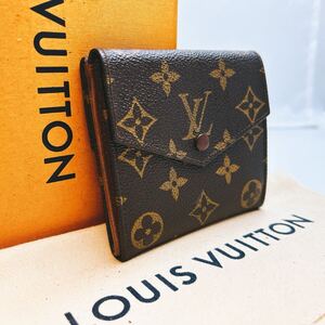 A447【外観極美品】LOUIS VUITTON ルイヴィトン モノグラムポルトモネビエカルトクレディ三つ折り財布 WホックウォレットM61660/871AN