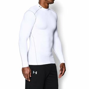 新品 アンダーアーマー 長袖 モック M MD 白 ホワイト UNDER ARMOUR シャツ インナー 1265648 コールドギア 冬用 コンプレッション 即決