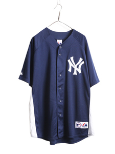 MLB オフィシャル Majestic ヤンキース ベースボール シャツ メンズ XL / 古着 ゲームシャツ ユニフォーム メジャーリーグ 半袖シャツ 野球