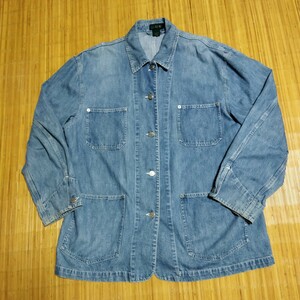 90s ビンテージ 古着 J.CREW デニムジャケット カバーオール Lサイズ