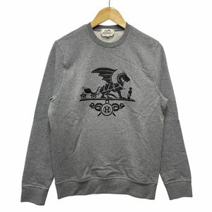 HERMES エルメス ドラゴン レザーパッチ スウェット グレー サイズ S 海外正規品 / 34597