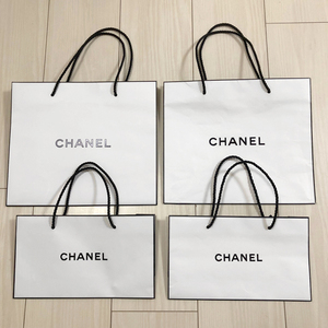 送料無料【4枚セット】【CHANEL　シャネル】ショップ袋　ショッパー　ブランド紙袋　２種類　27×23×11.5　24×14×7　ロゴ入り　ホワイト