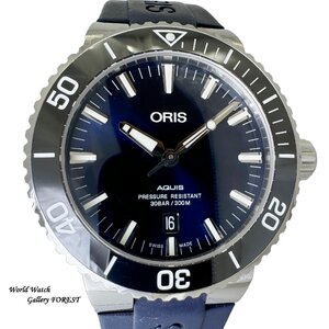 【オリス ORIS☆アクイス デイト】中古 メンズ 腕時計 自動巻き 01 733 7730 4135 ダイバーズ ブルー文字盤☆Aランク☆