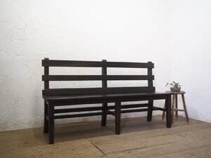 タ荷J0715◆⑤座面W151,5cm◆アンティーク◆味わいのある大きい木製ベンチ◆イス 椅子 チェア チャーチピュー レトロ 店舗什器R(ヤD)卸