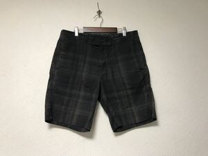 本物アダムキメルADAMKIMMELコットンチェック柄ショートハーフパンツメンズサーフアメカジミリタリーストリートSイタリア製黒ブラック