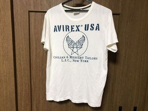 アビレックス【AVIREX】アヴィレックス・半袖Tシャツ・メンズＭサイズ・白・