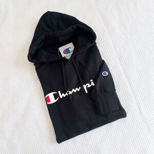 ★新品★Champion チャンピオン長袖スウェット パーカー プルオーバー フーディ トレーナーMサイズ黒ブラック ユニセックス刺繍ワッペン